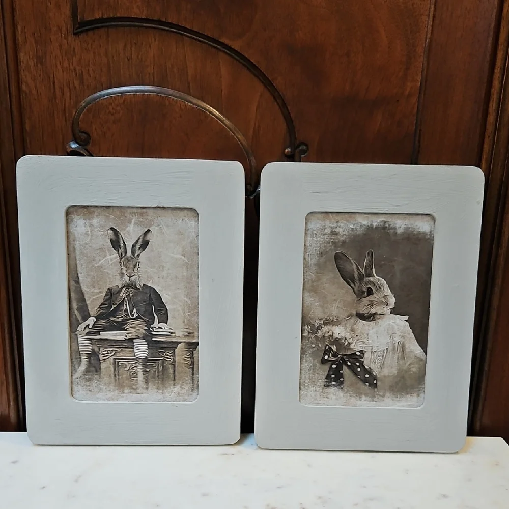Rustic Gray Rabbit Portrait Frames